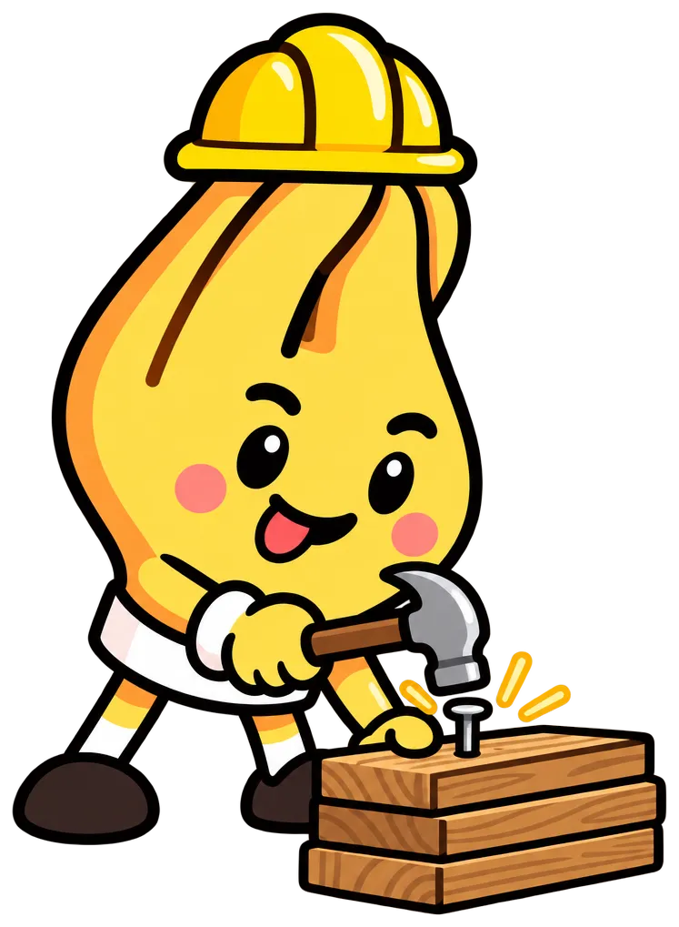 Pigna in a hard hat with a hammer