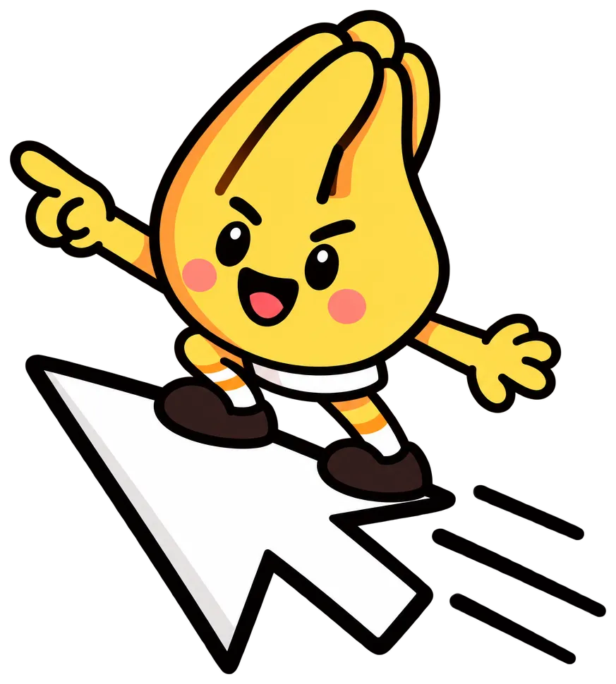 Pigna riding a giant mouse cursor