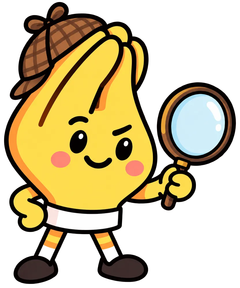 Pigna as a detective with a magnifying glass